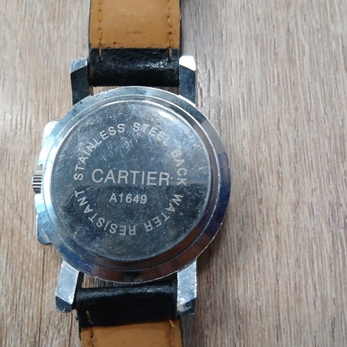 Cartier watch used, black leather strap