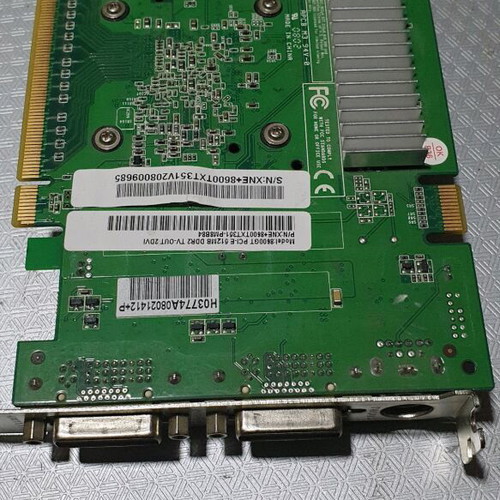 Nvidia Geforce 8600GT graphics card used, 512MB DDR2