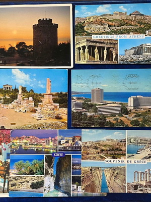 Set of 7 collectible Greek postcards like new