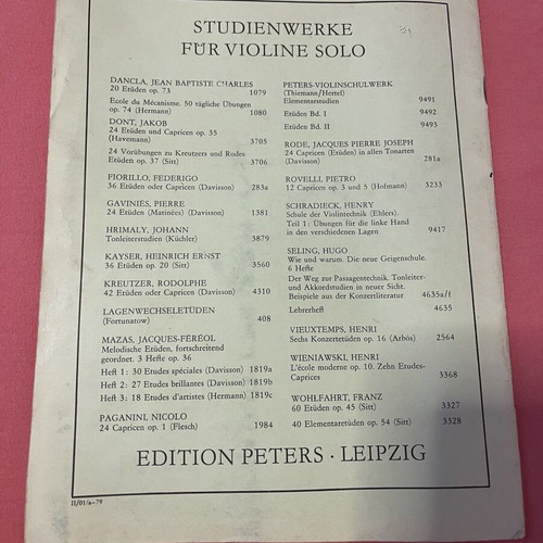 Schule der Violintechnik I sheet music used, Edition Peters