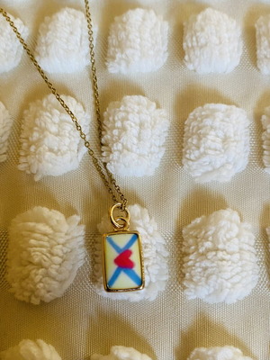 Necklace with Heart Envelope Charm Gold Plated Stainless Steel