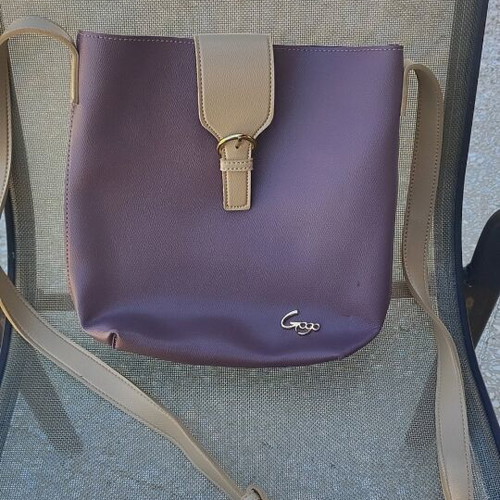 Gogo shoulder bag like new, beige and purple faux leather