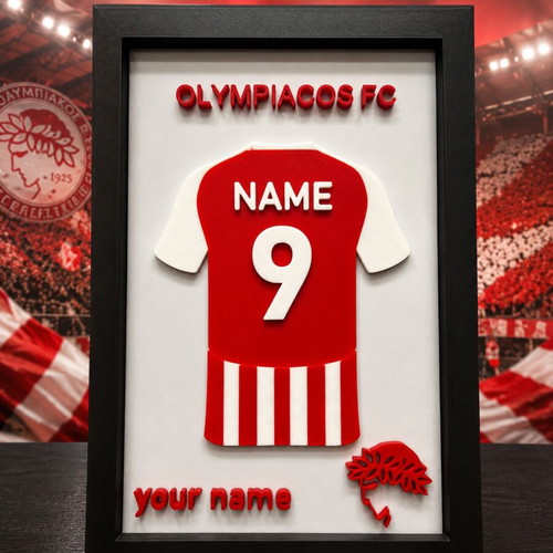 3D Frame Olympiacos personalized with name and number like new