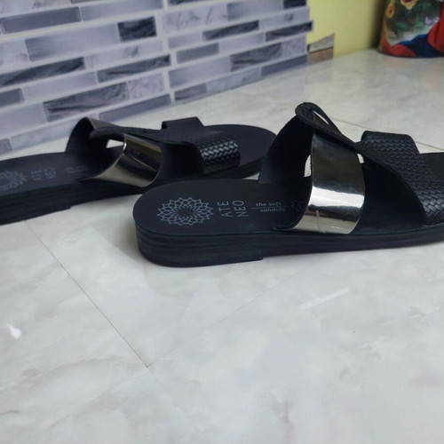 Ateneo leather anatomical sandals like new, black and silver, size 37
