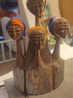 African Women Wooden Figurine Hand Carved Sculpture New
