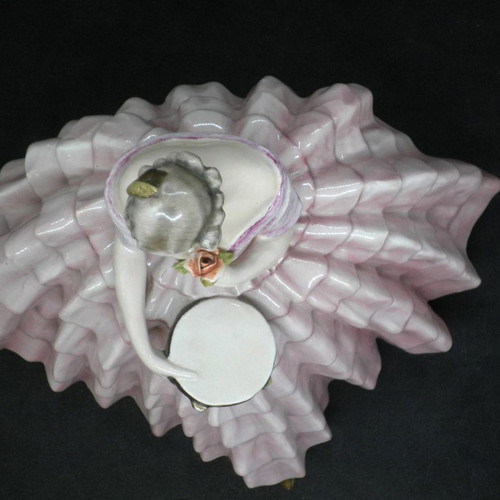 Antique Guido Cacciapuoti porcelain figure used, pink