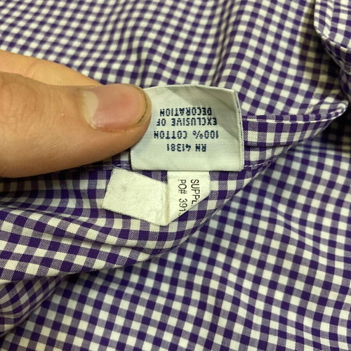 Ralph Lauren Oxford shirt L, purple and white checked, orange pony