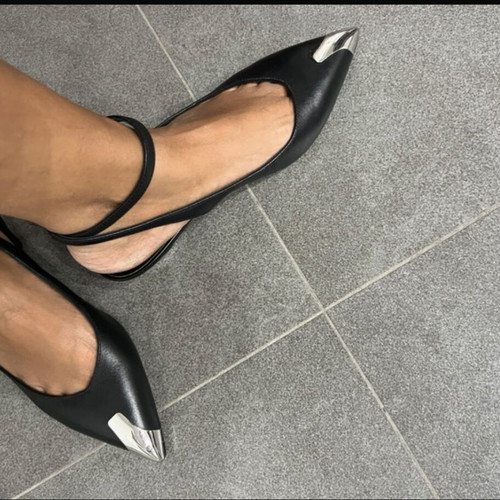 Karl Lagerfeld ballerinas like new, leather, black-silver, size 36