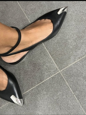 Karl Lagerfeld ballerinas like new, leather, black-silver, size 36