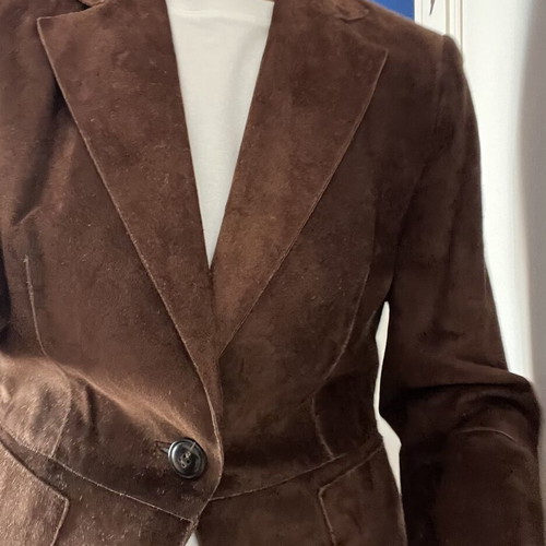 Marella brown castor leather jacket used, size small