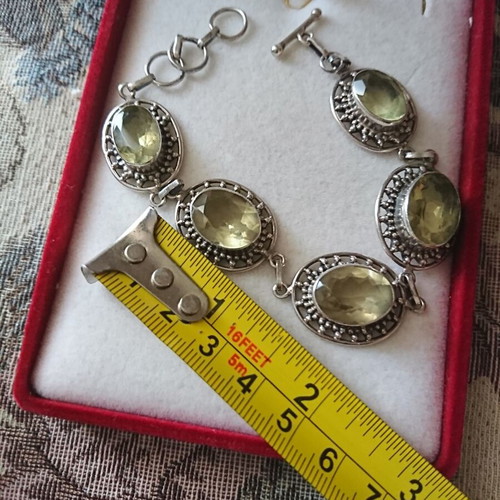 Silver handmade bracelet with natural citrine stones like new