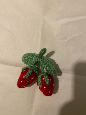 Strawberry knitted keychain new, red