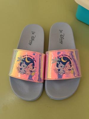 Stitch summer slippers like new, size 34, blue and purple