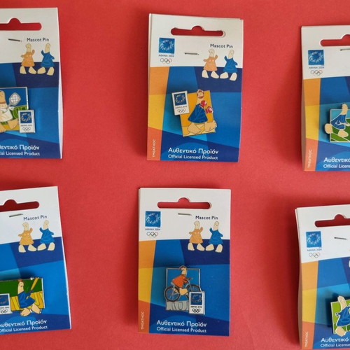 Pins Athens 2004 Mascot Sports new, set of 35 pieces