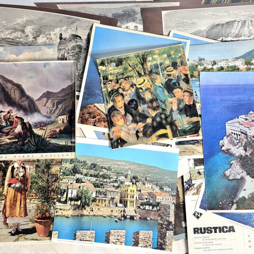 Large collection of vintage posters, calendars and photos used