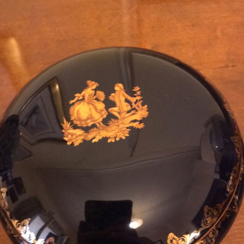 Chocolate box from authentic Limoge French porcelain used, blue with gold leaf