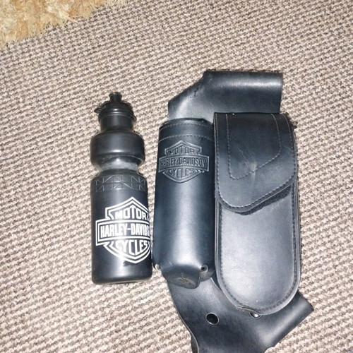 Harley Davidson flask in leather case used for motorcycle