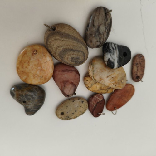 Pierced Pebbles for Jewelry Making, like new, set of 12