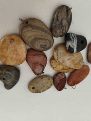 Pierced Pebbles for Jewelry Making, like new, set of 12