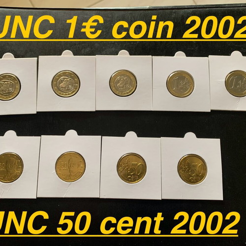 Set collection of various coins and banknotes used