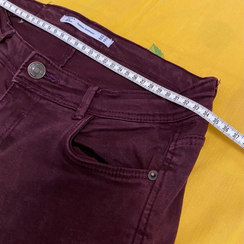 Zara jeans used, slim fit, burgundy, size M