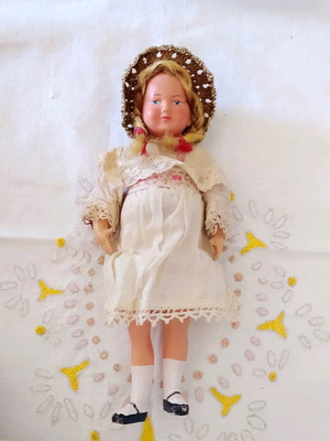 Celluloid collectible doll with stamp and numbering 175