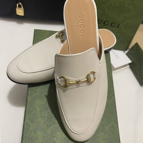 Gucci Princetown Horsebit Leather Mules Ivory EU 38 new