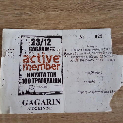 Active Member Gagarin 2012 ticket used, heavily worn