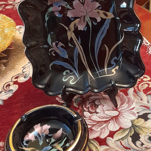 Macedonian Ceramics set used, 22cm coup and 16cm ashtray