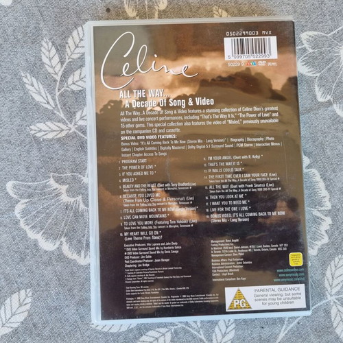 Celine Dion All The Way... A Decade Of Song & Video DVD like new, pop
