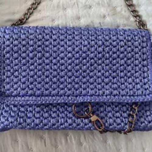Knitted shoulder bag new, handmade, blue