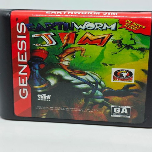 Earthworm Jim Sega Genesis 16-bit retro game cartridge like new