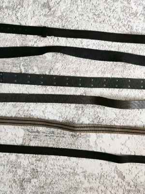 Set of 6 men's belts used, leather and fabric