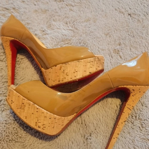 Christian Louboutin γόβες Lady Peep Cork μεταχειρισμένες, μπεζ, μέγεθος 39