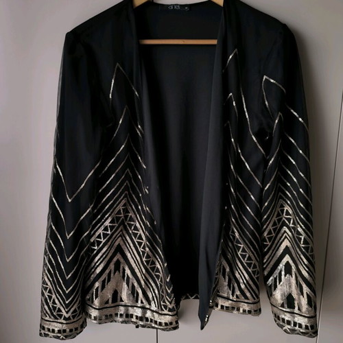 Black airy jacket with rose gold sequins