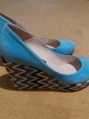 Antonelos platform pumps used, turquoise, size 41