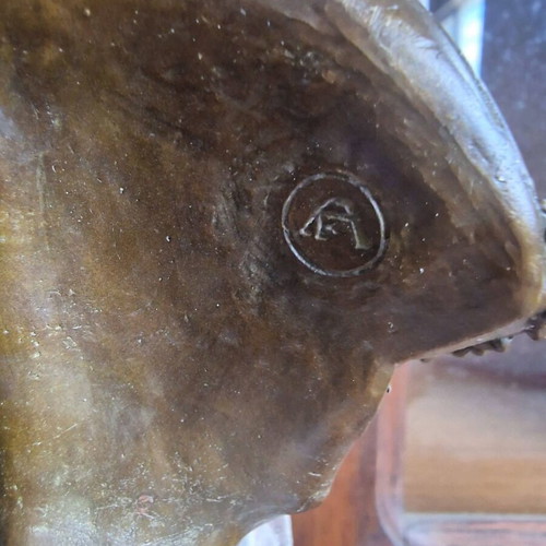 Bronze bust of Caesar on polymer marble pedestal