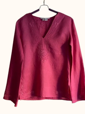 Zara Woman Linen Tunic Size S with Embroidery and Beads, Like New
