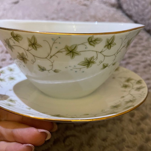 Chodziez porcelain dinnerware set from Poland with gold finish new
