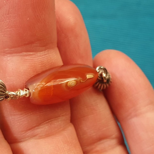 Silver 925 bracelet with carnelian stones used