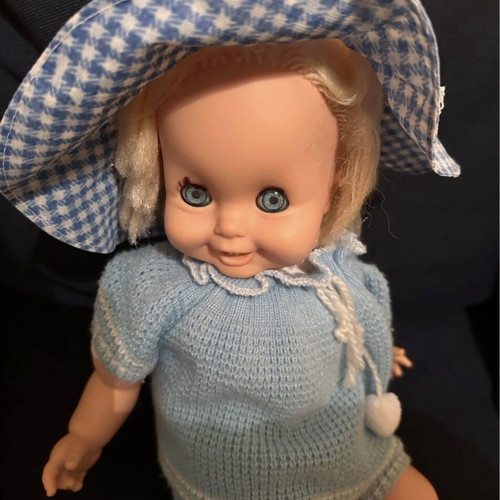 Vintage doll from the 70s used with knitted clothes