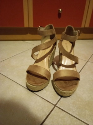 Jenny Fairy women's sandals used, size 40, platform 9 cm, beige pink
