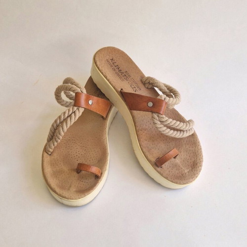 Leather sandals like new, beige and brown, size 36