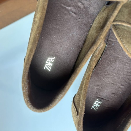 Zara leather moccasin loafers with tassels size 37 like new, brown