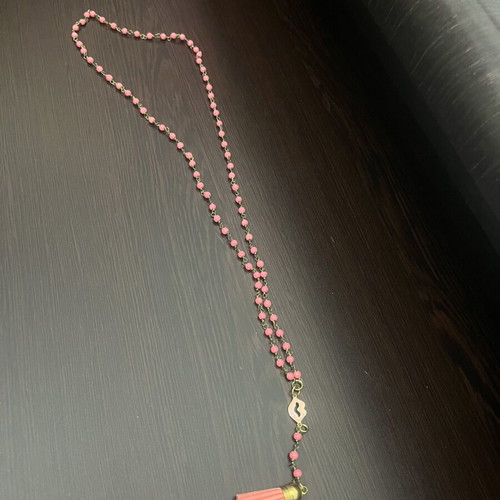 Handmade necklace in rosary style, pink