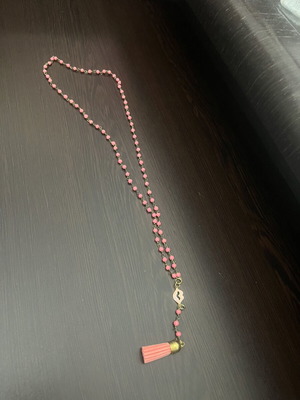 Handmade necklace in rosary style, pink