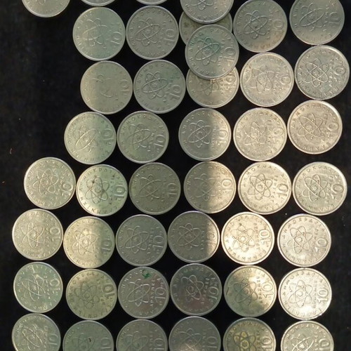 Collectible pack of 52 used 10-drachma coins (Democritus) 1976-2000