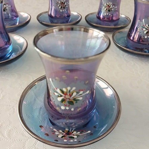 Tea Glasses Set of 6 from Constantinople iridescent, like new