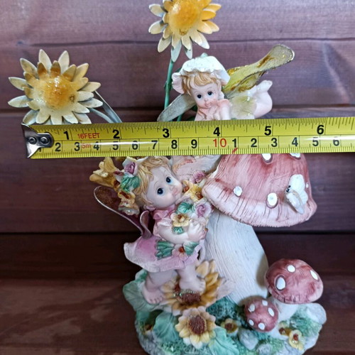 Vintage decorative figurine children on mushrooms new