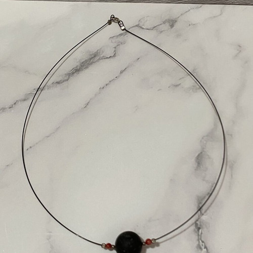 Necklace with volcanic lava bead used, length 40 cm